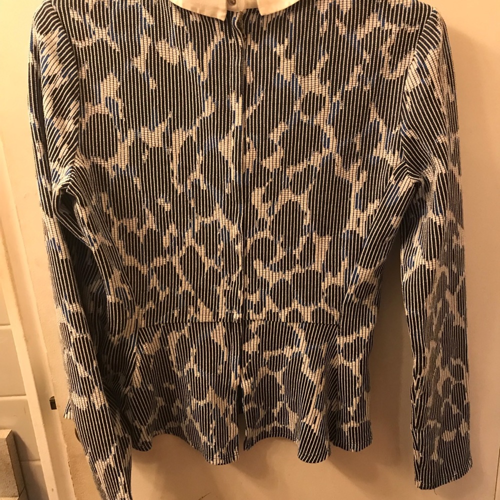 Cute Peplum Collared Multi Colored Pattern Blouse - image 4